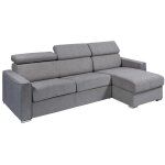 Vente - unique - canap d'angle rversible convertible express en tissu gris - couchage 140 cm - matelas ...