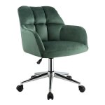 Vente - unique ? chaise de bureau velours vert �meraude ? hauteur r�glable, accoudoirs rembourr�s ? pi�tement ...