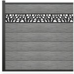 Vente - unique - clôture à poser h 181 cm - kit 7 lames en composite avec décor + 1 poteau gris clair ... Vente - unique - clôture à poser h 181 cm - kit 7 lames en composite avec décor + 1 poteau gris clair ...