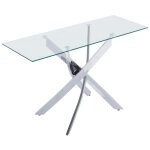 Vente - unique - console en verre tremp� et m�tal chrom� - transparent - cosima