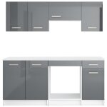 Vente - unique ? cuisine compl�te 180 cm ? plan de travail m�lamin� gris brillant ? 6 �l�ments de rangement ...