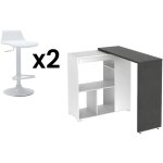 Ensemble 'mange debout' : meuble de bar saturne + 2 tabourets de bar calas - blanc et béton Ensemble 'mange debout' : meuble de bar saturne + 2 tabourets de bar calas - blanc et béton