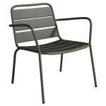 Vente - unique - fauteuil bas de jardin empilable en métal - gris anthracite - mirmande de mylia Vente - unique - fauteuil bas de jardin empilable en métal - gris anthracite - mirmande de mylia