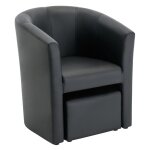 Vente - unique - fauteuil cabriolet et pouf en simili noir jovana