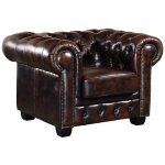 Vente - unique - fauteuil chesterfield brenton 100% cuir de buffle - marron reflets ch�tains