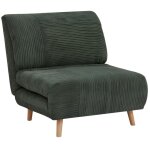 Vente - unique - fauteuil convertible en velours c�tel� palula - vert fonc�