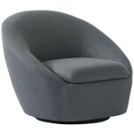Vente - unique - fauteuil pivotant arrondi en tissu gris lacara ii