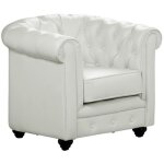 Vente - unique - fauteuil en simili chesterfield - blanc