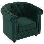 Vente - unique - fauteuil en velours vert chesterfield
