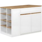 Vente - unique - ilot central de cuisine avec rangements - blanc et naturel - meili