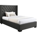 Vente - unique - lit 120 x 200 cm avec tête de lit capitonnée - tissu - gris - massimo Vente - unique - lit 120 x 200 cm avec tête de lit capitonnée - tissu - gris - massimo