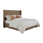 Vente - unique - lit 180 x 200 cm avec t�te de lit capitonn�e - tissu - beige - massimo ii