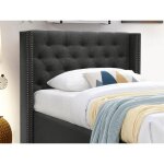Vente - unique - lit 90 x 200 cm avec t�te de lit capitonn�e - tissu - gris - massimo ii