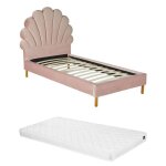 Lit coquillage 90 x 190 cm - velours - rose + matelas - moana Lit coquillage 90 x 190 cm - velours - rose + matelas - moana