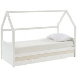 Vente - unique - lit gigogne cabane 2 x 90 x 190 cm - pin - blanc - hurra