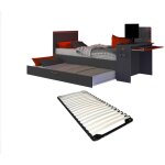 Vente - unique - lit gigogne gamer2 x 90 x 200 cm - avec bureau - leds - anthracite et rouge + sommier ...