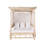 Lit de jardin � baldaquin en teck - naturel clair et blanc - tulum de mylia