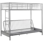 Vente - unique - lit mezzanine 90 x 190 cm - avec banquette convertible - mtal - argent - modulo v