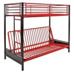 Lit mezzanine 90 x 190 cm - avec banquette convertible - mtal - noir et rouge - modulo v