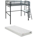 Vente - unique - lit mezzanine casual ii - 140 x 190 cm - plateforme bureau - anthracite + matelas