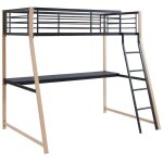 Lit mezzanine malicia - 90 x 190 cm - bureau intégré - noir et chêne Lit mezzanine malicia - 90 x 190 cm - bureau intégré - noir et chêne