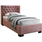 Vente - unique - lit avec t�te de lit capitonn�e - 90 x 200 cm - velours rose - massimo ii