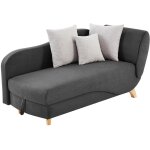 Vente - unique - m�ridienne gauche convertible en tissu anthracite avec coffre de rangement penelope