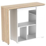 Vente - unique - meuble de bar pivotant avec rangements - naturel et blanc - saturne