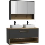 Vente - unique - meuble de salle de bain suspendu anthracite avec double vasque  poser et armoire de ...
