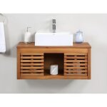 Vente - unique - meuble de salle de bain suspendu en bois d'acacia avec simple vasque - 90 cm - penebel ...