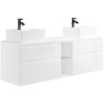 Vente - unique - meuble de salle de bain suspendu avec double vasque - blanc - 150 cm - magdalena ii