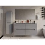 Meuble de salle de bain suspendu avec double vasque à encastrer - gris - 120 cm - selita Meuble de salle de bain suspendu avec double vasque à encastrer - gris - 120 cm - selita