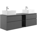 Vente - unique - meuble de salle de bain suspendu avec double vasque - gris - 150 cm - magdalena ii