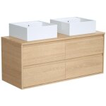 Vente - unique - meuble de salle de bain suspendu avec double vasque � poser - placage ch�ne - 120 cm ...