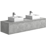 Vente - unique - meuble de salle de bain suspendu gris béton avec double vasque - l150 cm - isaure ii ... Vente - unique - meuble de salle de bain suspendu gris béton avec double vasque - l150 cm - isaure ii ...