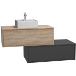 Vente - unique - meuble de salle de bain suspendu naturel clair et anthracite avec simple vasque carr�e ...