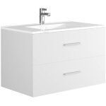Vente - unique - meuble de salle de bain suspendu avec simple vasque - coloris blanc - 80 cm - kayla