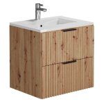 Vente - unique - meuble de salle de bain suspendu stri avec vasque  encastrer - naturel clair - 60 ...
