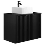 Meuble de salle de bain suspendu stri avec vasque  poser - noir - l80 cm - zilga