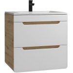 Vente - unique - meuble de salle de bain suspendu avec vasque � encastrer - coloris naturel et blanc ...