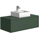 Vente - unique - meuble de salle de bain suspendu vert mat avec simple vasque carre - 94 cm - teana ...