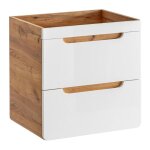 Vente - unique - meuble sous vasque suspendu coloris naturel et blanc - 60 cm - aruba