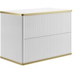 Vente - unique - meuble sous vasque suspendu stri liser dor - blanc - l80 cm - keliza