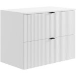 Meuble sous vasque suspendu stri� avec planche - blanc mat - 80 cm - zevini