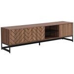 Vente - unique - meuble tv avec 3 portes et 2 niches - mdf - naturel et noir - caratana