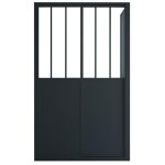 Vente - unique - paroi de douche avec porte coulissante noir mat style industriel - 120 x 80 x 195 cm ...
