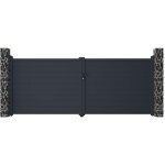 Vente - unique - portail battant aluminium plein l397 x h166 cm anthracite - nazario