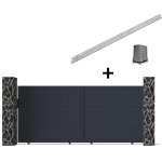 Vente - unique - portail �lectrique coulissant aluminium plein l374 x h165 cm anthracite - nazario
