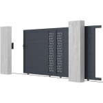 Vente - unique - portail �lectrique coulissant aluminium semi plein � motifs l416 x h180 cm anthracite ...