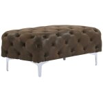 Vente - unique - pouf chesterfield en microfibre aspect cuir vieilli edwina